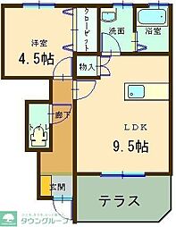 パルティールB 1SLDKの間取図画像