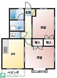 アルファレス正観寺 2DKの間取図画像