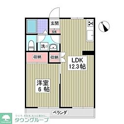 ビューハイツ講堂 1Kの間取図画像