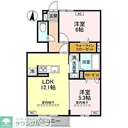伊勢崎市田中島町アパート 2LDKの間取図画像