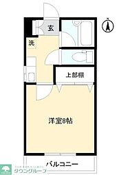 カーサトレビ 1Kの間取図画像