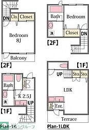 Y'sメゾネットC 1LDKの間取図画像