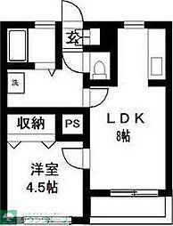 フォートレス南棟 1LDKの間取図画像