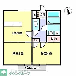 ホープヒルC 2LDKの間取図画像