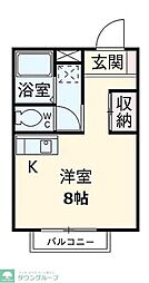 イーリス1 ワンルームの間取図画像