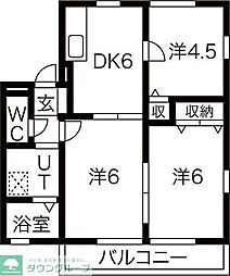 シーダーハウス2 3DKの間取図画像