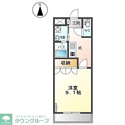 ガーデンヒル 1Kの間取図画像