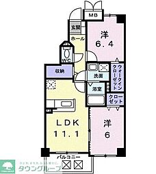 コムフォートワン 2LDKの間取図画像