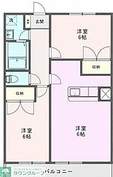 ハスヤマC 2LDKの間取図画像