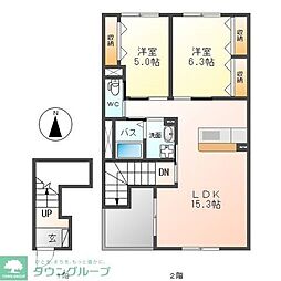 ユニヴァリィブリランテ 2LDKの間取図画像
