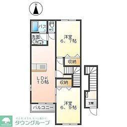フォン・ブラウン 2LDKの間取図画像