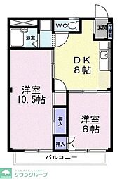 シティハイツT&T 2DKの間取図画像