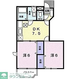ソルフィーB 2DKの間取図画像