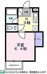 シティーハイツポピー 1Kの間取図画像