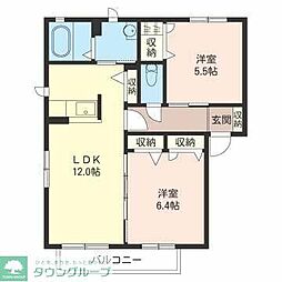 エリアントB 2LDKの間取図画像