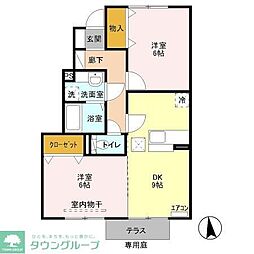 アロースガーデンA 2DKの間取図画像