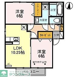 クレインB 2LDKの間取図画像