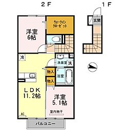 ヴァン・フレ吉野 2LDKの間取図画像