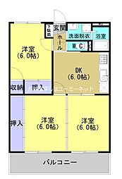 サンハイツ東A 3DKの間取図画像