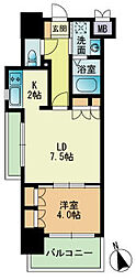 RJRプレシア南福岡 1LDKの間取図画像