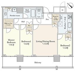 ザ六本木東京クラブレジデンス 3LDKの間取図画像