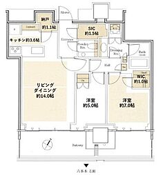 ザコート神宮外苑 2LDKの間取図画像