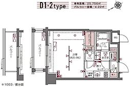 ZOOM白金高輪 1Kの間取図画像