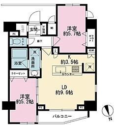 コンシェリア虎ノ門東京プレミアム 2LDKの間取図画像