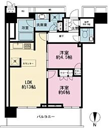 ザ・パークハウス晴海タワーズティアロレジデンス 2LDKの間取図画像