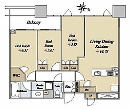 シティタワー大井町 3LDKの間取図画像