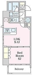 エスティメゾン大井仙台坂 1LDKの間取図画像