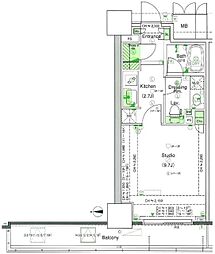 品川タワーフェイス 1Kの間取図画像