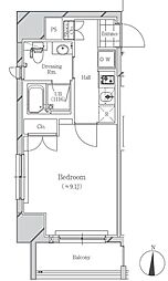 フトゥールス南麻布 1Kの間取図画像