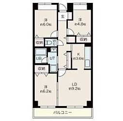目黒本町マンション 3LDKの間取図画像