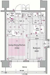 ガーラ・プレシャス渋谷 1LDKの間取図画像