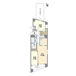 ザ・パームス代々木上原コスモテラス 2LDKの間取図画像