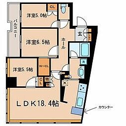パークホームズ目黒ザレジデンス 3LDKの間取図画像