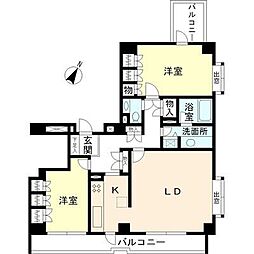 ベルメゾン南麻布 2LDKの間取図画像