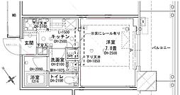 ブリリアタワー浜離宮 1Kの間取図画像
