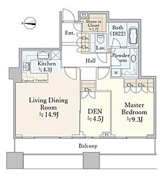 東京パークタワー 1SLDKの間取図画像