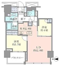ブリリアタワー代々木公園クラッシィ 2LDKの間取図画像