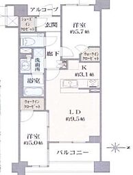 ジオ目黒 2LDKの間取図画像