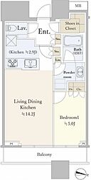 パークコート渋谷ザタワー 1LDKの間取図画像