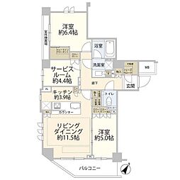 グランスイート三軒茶屋レジデンス 2SLDKの間取図画像