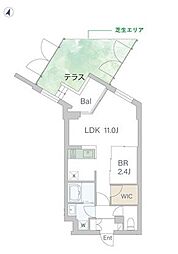 GranDuo駒沢X 1LDKの間取図画像