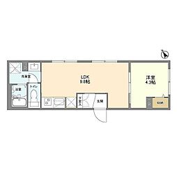 WELLSQUARE二子玉川 1LDKの間取図画像