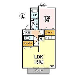 イーハトーヴ2 1LDKの間取図画像