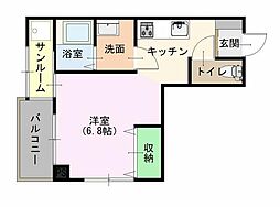ニュースカイハイツ 1Kの間取図画像
