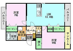 サンクレメンテ 2LDKの間取図画像