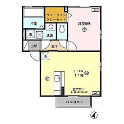 メリオル木曳野 1LDKの間取図画像